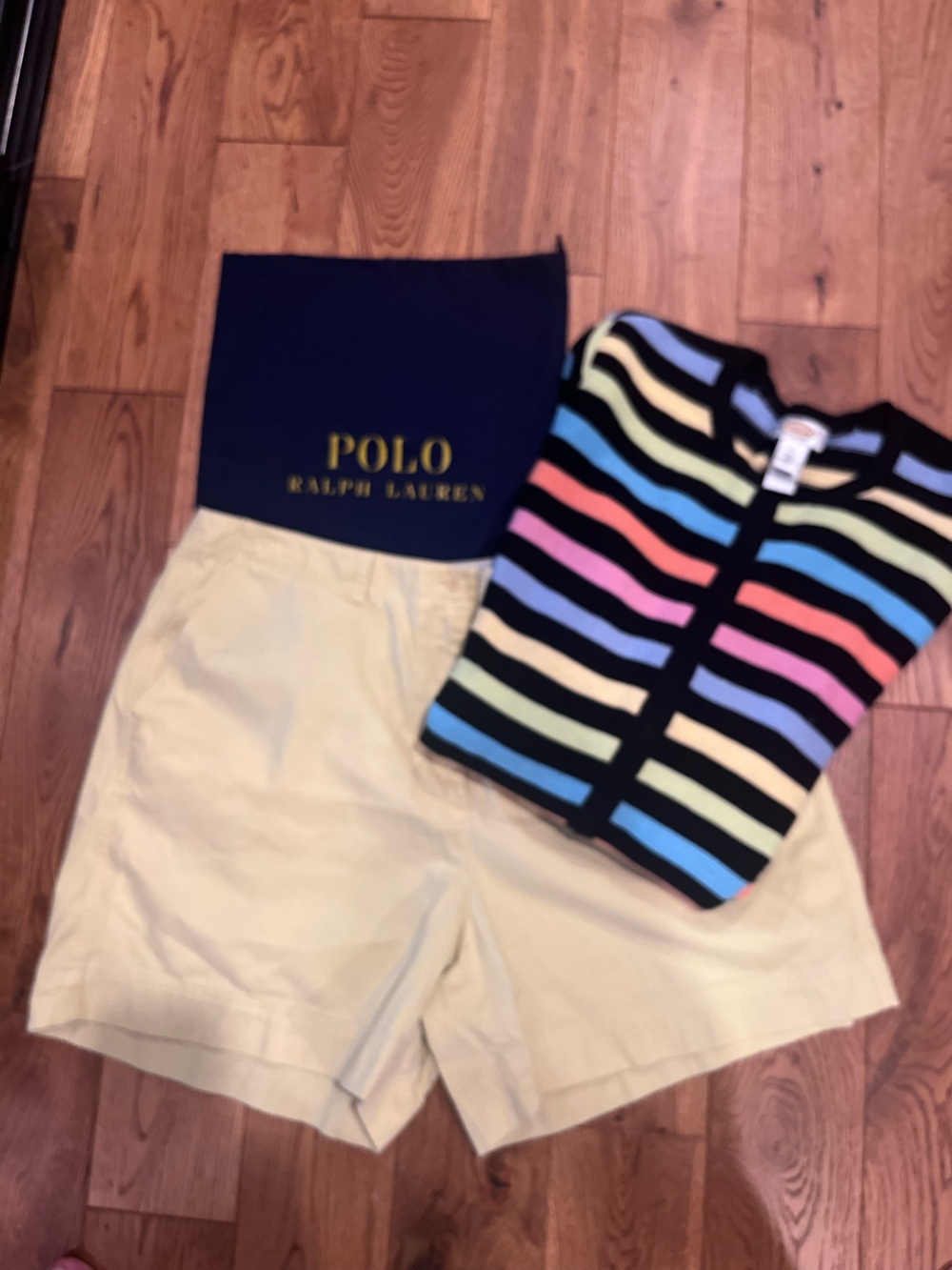 Talbots Navy striped Sweater and 18w yellow Y2K Ralph Lauren Shorts bundle